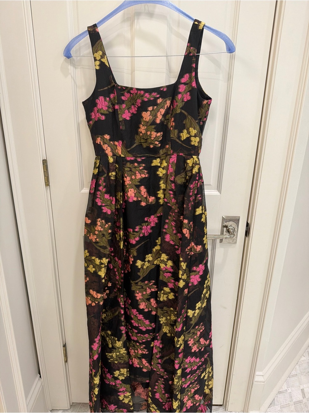 Alex Marie Black Maxi Dress with Pink & Yellow Floral Print